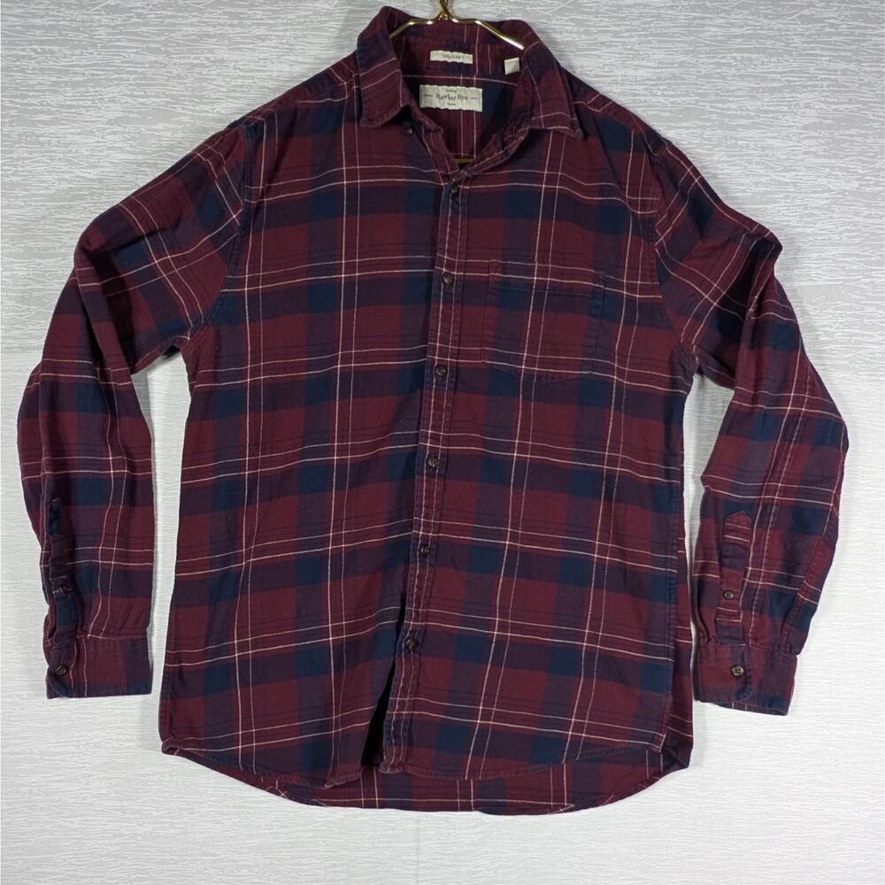 Hawker Rye Plaid Button Down Shirt Mens Medium Red Blue Long Sleeve